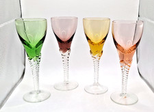 Vintage Twisted Stem Liqueur/Sherry/Port/Cocktail Glasses Multicoloured Set of 4