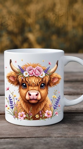 Personalised highland cow mug - personalised,