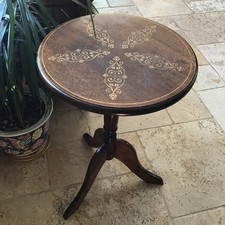 Inlaid walnut tripod side - inlaid,