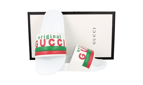 Gucci leather slides - leather,