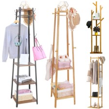Wooden Tree Clothes Stand Coat Rack Corner Rail Handbag Hat Hanger Storage Shelf