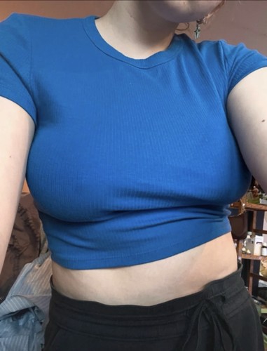 Ladies crop shirt blue - shirt,