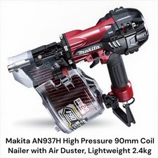 Makita AN937H High Pressure 90mm Coil Nailer with Air Duster, Lightweight 2.4kg