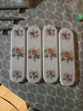 White Glazed Ceramic Internal Door Push Plates Vintage, Set of 4