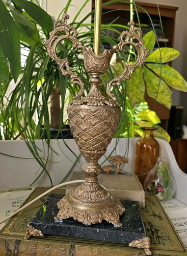Antique french table - table, lamp