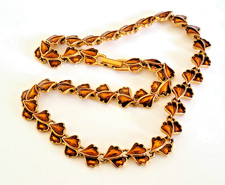 good quality Guilloche Enamel leaf link  necklace in gold & copper colours