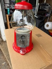 Vintage Small Gumball Machine Metal with Glass Globe