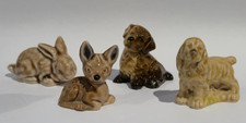 WADE 1970s Whimsies x 4 ~ FAWN, RABBIT, MONGREL PUPPY & SPANIEL Set One 1971
