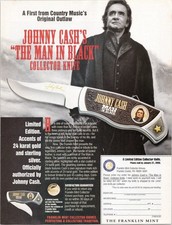 Franklin Mint Johnny Cash 'The Man in Black' Collector Knife Print Ad