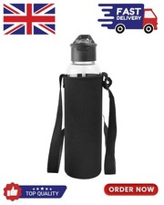 Glass Water Bottle 1 Litre with Straw Motivational Time Markings Neoprene Sleev