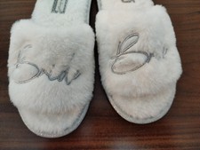 Bride White Fuzzy Slippers