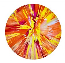 Damien Hirst Signed Original Spin Painting Large (52cm) Orange Gold Yellow