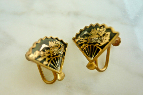 Vintage japanese damascene - damascene, fan
