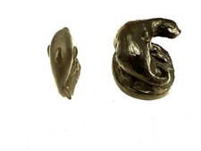2 x Coal Sculptures OTTER &