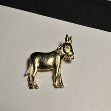 Donkey Gold Tone Animal Brooch