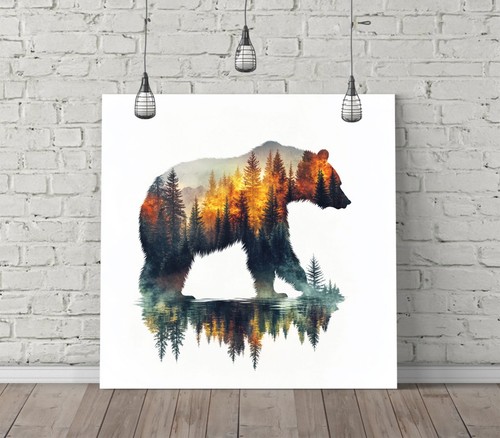 Bear forest silhouette square - forest,