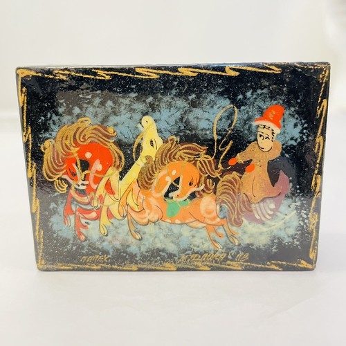 Vtg lacquer box hand painted - lacquer,