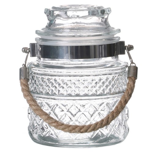 Glass storage jar - with, handle