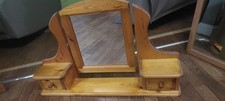 Vintage Pine dressing table top vanity mirror and side drawers