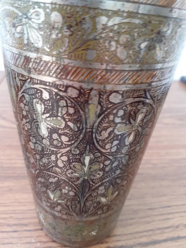 Vintage asian metal vase - vintage,