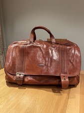 Maxwell Scott The Dino Large Wheeled Duffle Bag Suitcase On Wheels Brown Leather