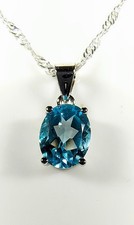 High-Quality 1.7 Ct Natural Sky Blue Topaz Necklace in Solid 925 Sterling Silver