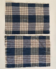 Vintage 1950s Japanese Fabric Offcut Remnant Indigo Plaid Check Cotton