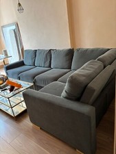 Modern Deep-Green 4-Seater Sofa – Cotton Upholstery & Sleek Design