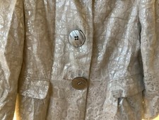 Vintage Silver Brocade Fancy Coat, 3 Elaborate Buttons Lined Collar Detail