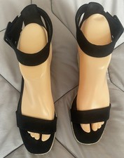 LADIES BLACK ESPADRILLE WEDGES