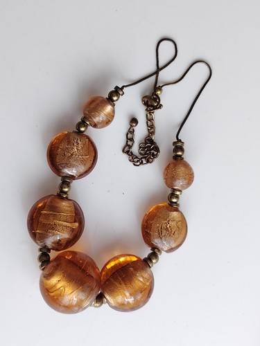 Bronze foil glass necklace - foil,