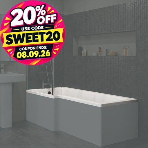 1600mm shaped shower bath - 1600mm,