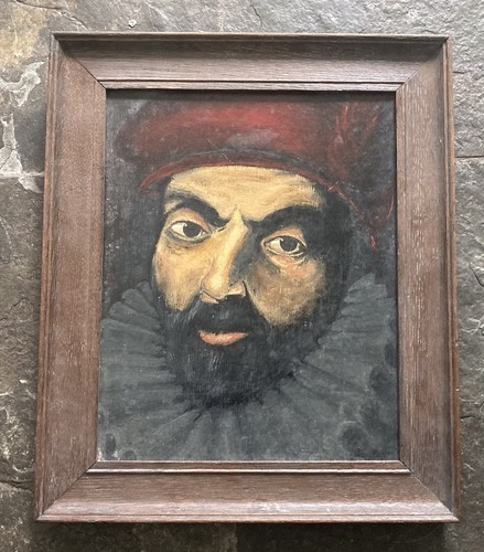 Antique oak framed oil - oak,
