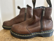 Dr Martins Women's Brown Leather Air Wear Zip Up Chelsea Ankle Boots Size 37