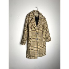 George Size 8 Yellow Checkered Long Coat Overcoat Mac