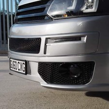 For VW T5.1 Honeycomb Gloss Black Bumper Grille + Fog Light Trims + Number Plate