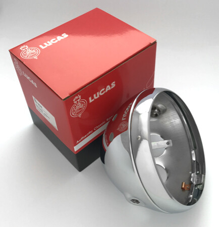 Genuine lucas chrome headlamp - lucas,