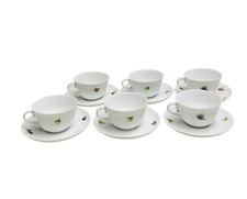 Richard Ginori Italian Fruit Pattern Porcelain Tea Cups and Saucer Set 12 Pieces