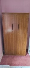 Vintage 1950s-60s Albro Teak-Effect Double Wardrobe with Keys – Retro Storage