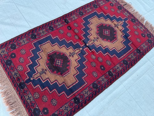 Red hand knotted afghan - red,