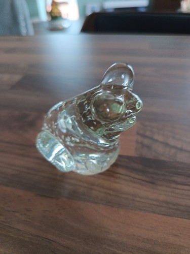 Vintage clear art glass frog - art,