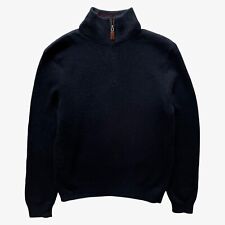 Vintage Y2K Men's Polo Ralph Lauren Navy Lambs Wool Quarter Zip Fleece Jumper