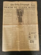 The Daily Telegraph Newspaper 25 March 1953 , Death of Queen Mary