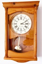 WILLIAM HINTON Rare & Beautiful Farmhouse Pine Large  Quartz Wall Pendulum Clock