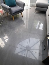 Kitchen floor tiles. Colour grey, polished porcelain. 60x60, superb quality. 