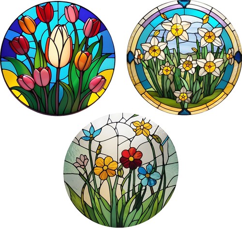 Flowers decorative stained - flowers,