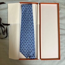 HERMÈS Blue Tie Silk Men