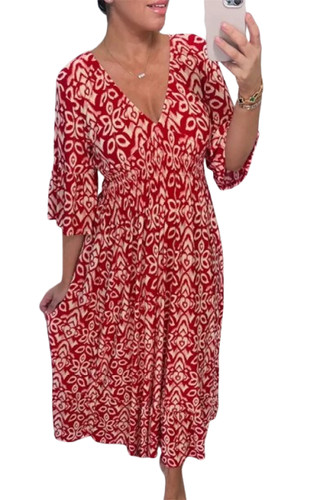 Summer neck dress womens - v,