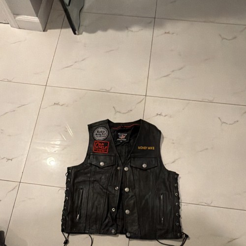 Mens black biker vest snap - mens,