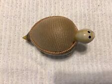 Vtg Folk Art Shell Turtle Sewing Needle Pin Cushion Made of Sea Shells